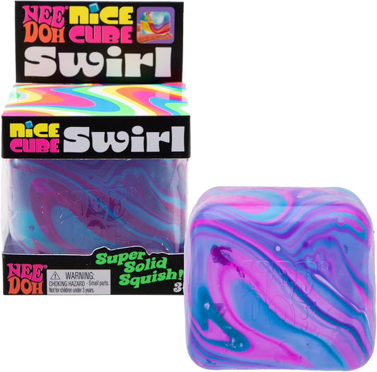 Schylling Nice Cube Swirl - Sensory Toy with a Super Solid Squish - Unique, Swirling Color Blend - Ages 3 and up - Purple/Blue; One Cube per Pack
