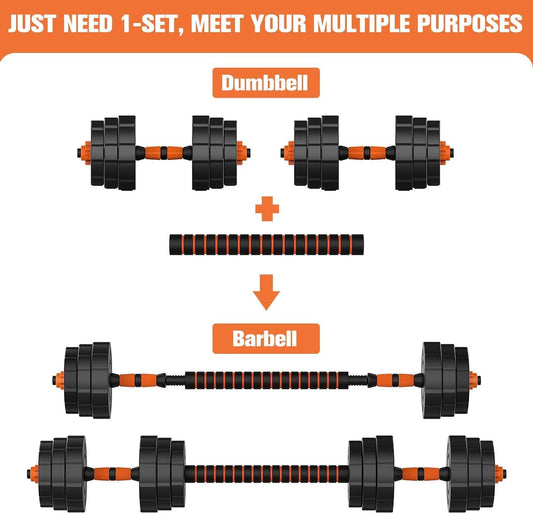 Adjustable Weights Barbell Dumbbells Set, Weights Dumbbells Non-Slip Neoprene Hand Weights with Connecting Rod for Adults Women Men Fitness,Home Gym Exercise Training Equipment